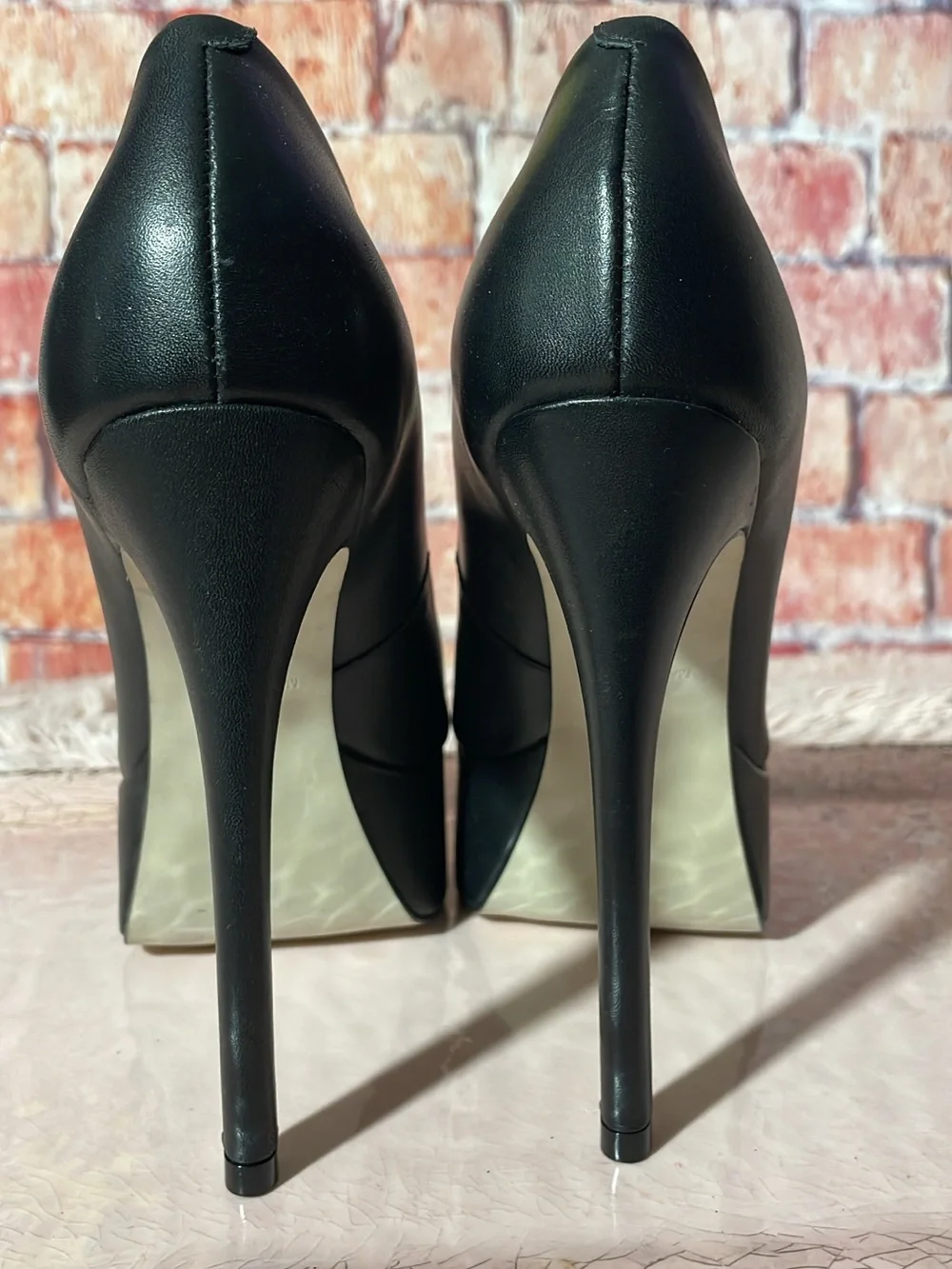 Steve Madden Black Peep-Toe Platform Pumps with Square Platform
